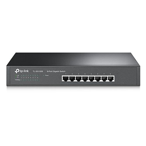 TP-LINK TL-SG1008 8-Port Gigabit Switch Steel Unmanaged Rackmount TP-LINK TL-SG1008 8-Port Gigabit Switch Steel Unmanaged Rackmount